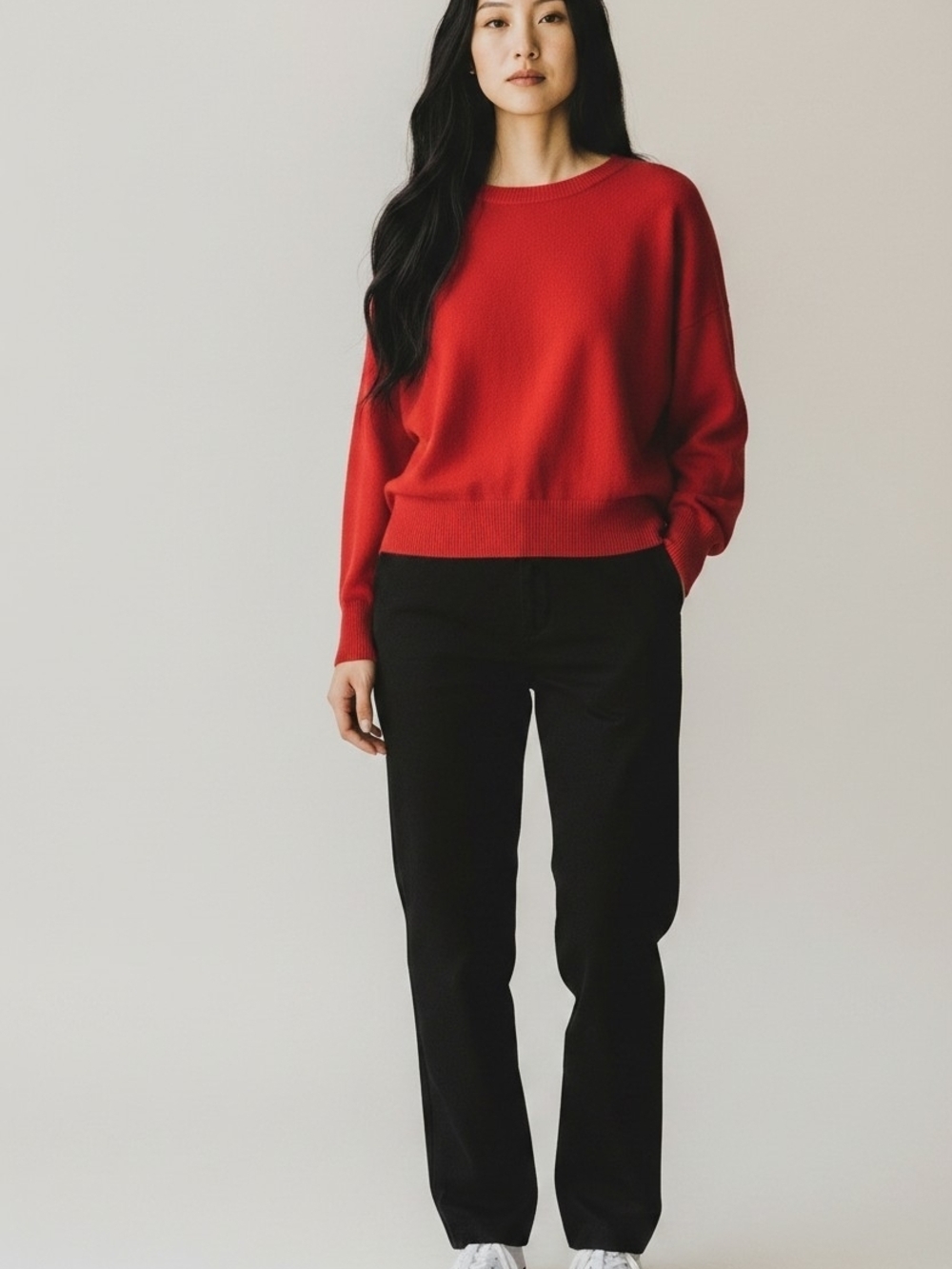 Tahari Red 2-Ply Cashmere Sweater Excellent condition quiet luxury